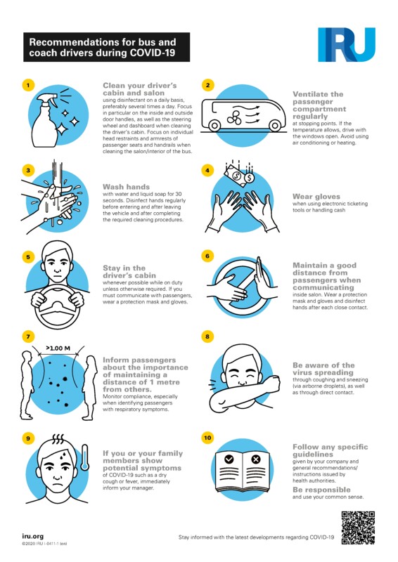 Recommendations for bus and coach drivers during COVID-19