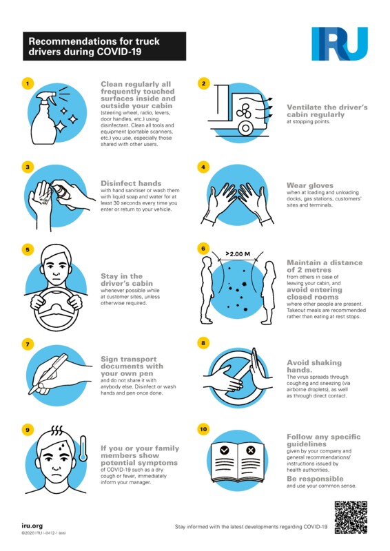 Recommendations for truck drivers during COVID-19